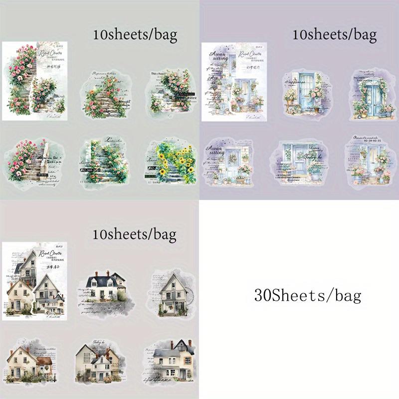 

10 листов/пакет ПЭТ наклейки пакет акварельные разводы уличный фонарь лестница наклейки креативный ручной аккаунт бухгалтерская книга коллаж DIY декоративные