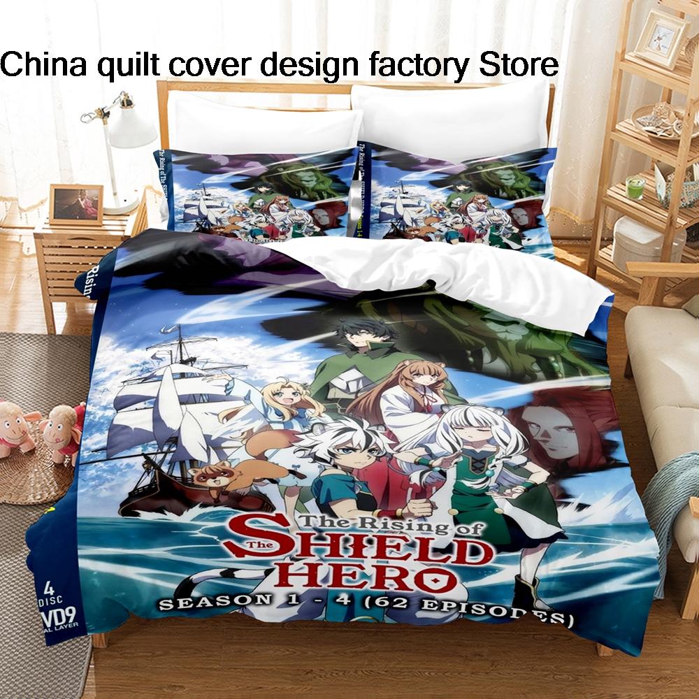 The Rising Of The Shield Hero Anime Bedding Set 3Pcs Isekai Manga Duvet Cover Set With Pillowcases For Teens Fans Bedroom Decor