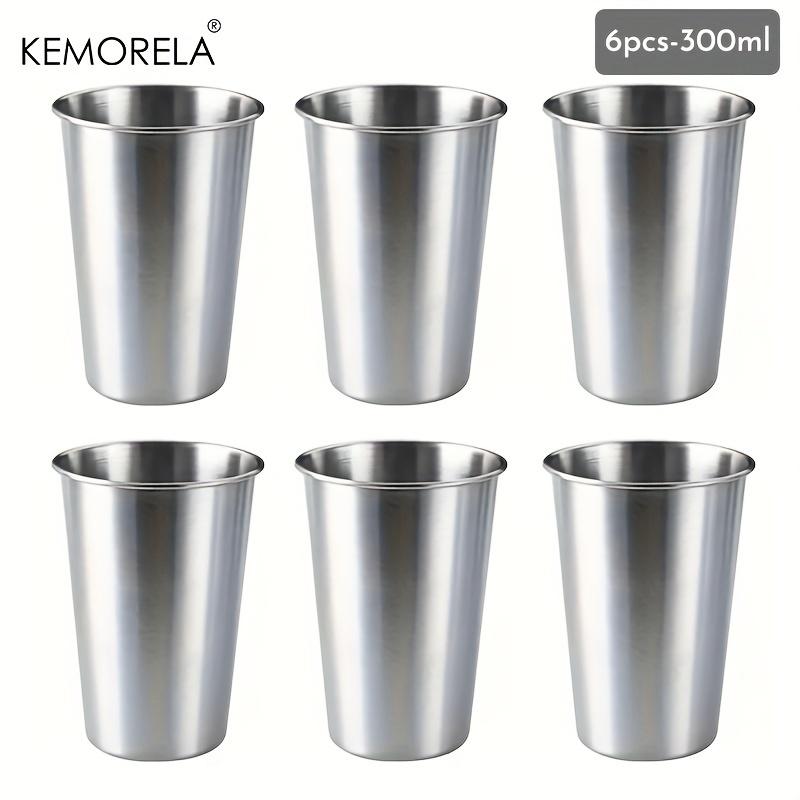 KEMORELA 4PCS Stainless Steel Cups 300/400/500ML Stainless Steel Tumblers Pint Camping Cups Drinking Glasses Stackable Metal Cup