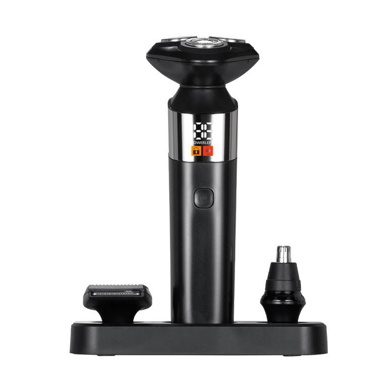 Men's 3-in-1 Electric Shaver with Digital Display, Water-Washable 3D Floating Cutter for Beard