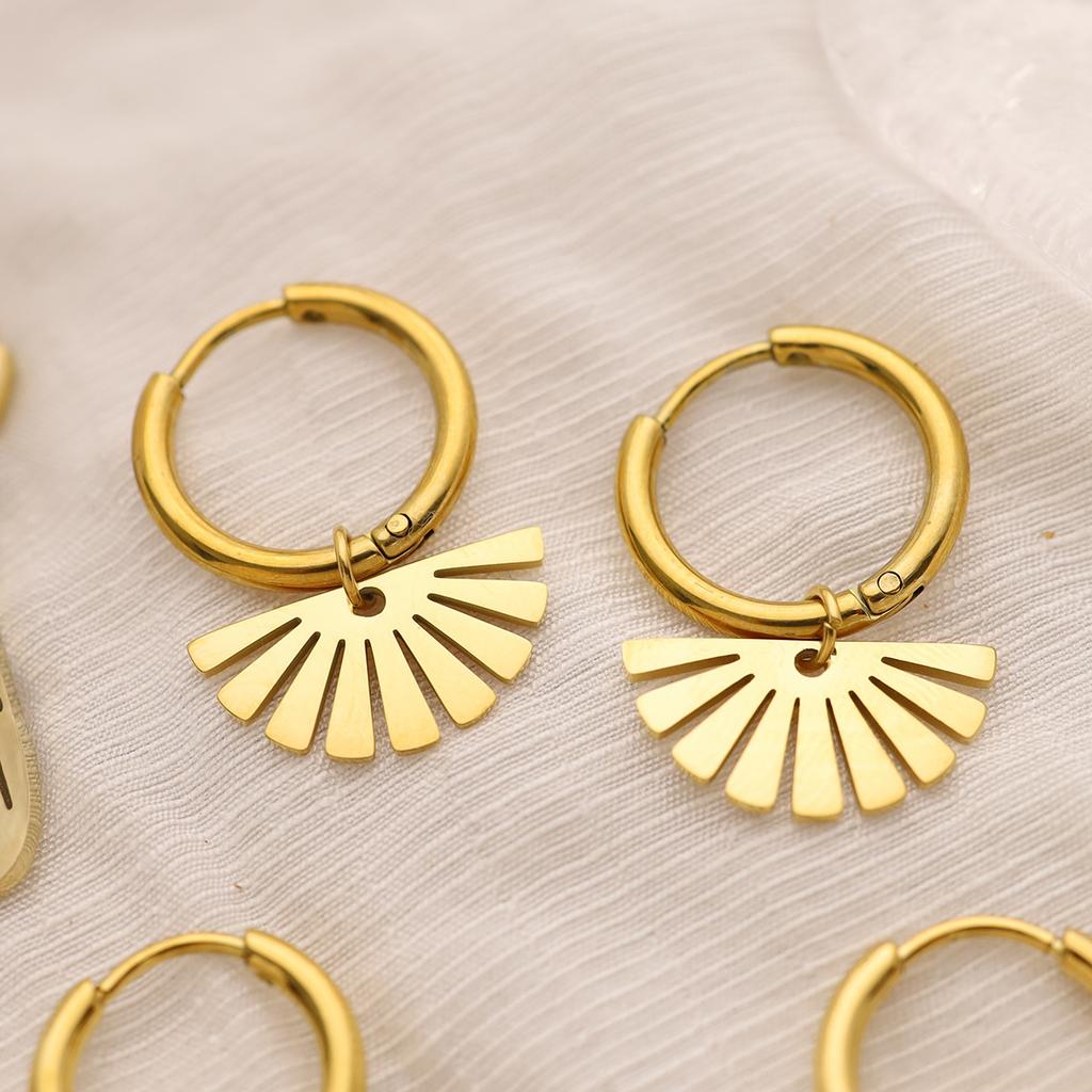 Fashion Gold Non-Fading Stainless Steel Earrings Mangxing Simple Titanium Steel Earrings Women