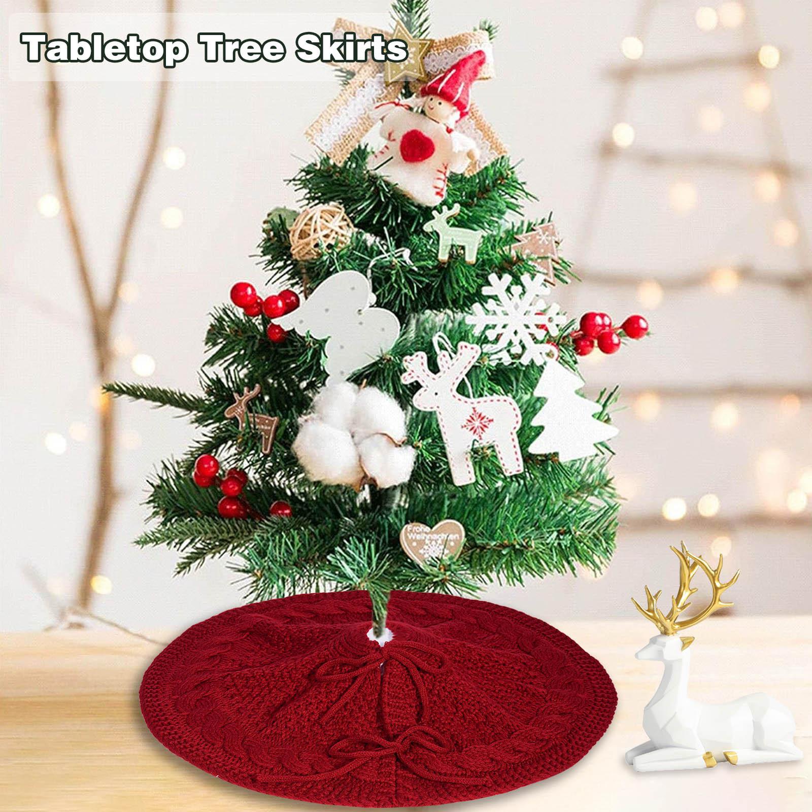 

Christmas Knitted Tree Skirt Creamy Knitted Christmas Atmosphere Apron Christmas Tree Decorations One Size
