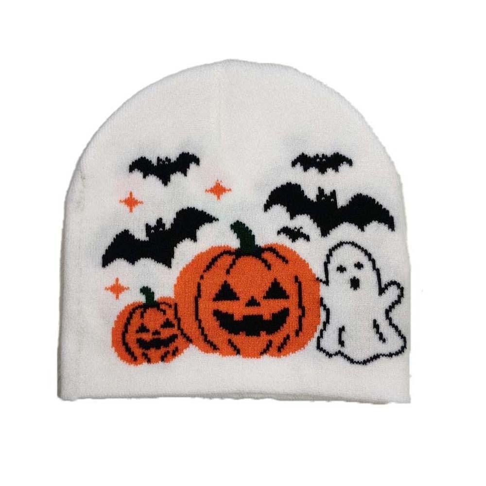 Thermal Halloween Beanie Elastic Pumpkin Bonnets Jacquard Knit Cap Ghost Skullies Youth