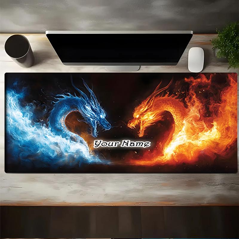 1PC Custom Name Flame Ice Dragons Mouse pad, keyboard and mouse desk pad, for computer notebook  Birthday Gift For Any Room Or Office