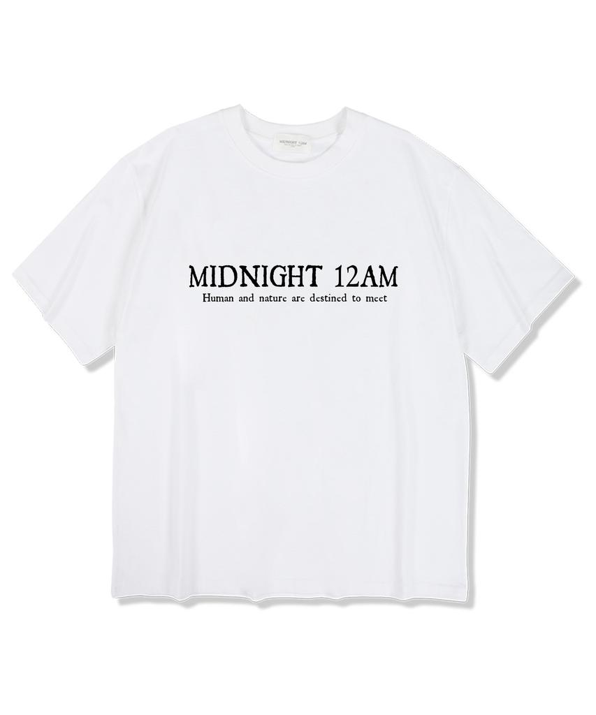 MIDNIGHT12AM Basic Logo Short Sleeve T-Shirt White