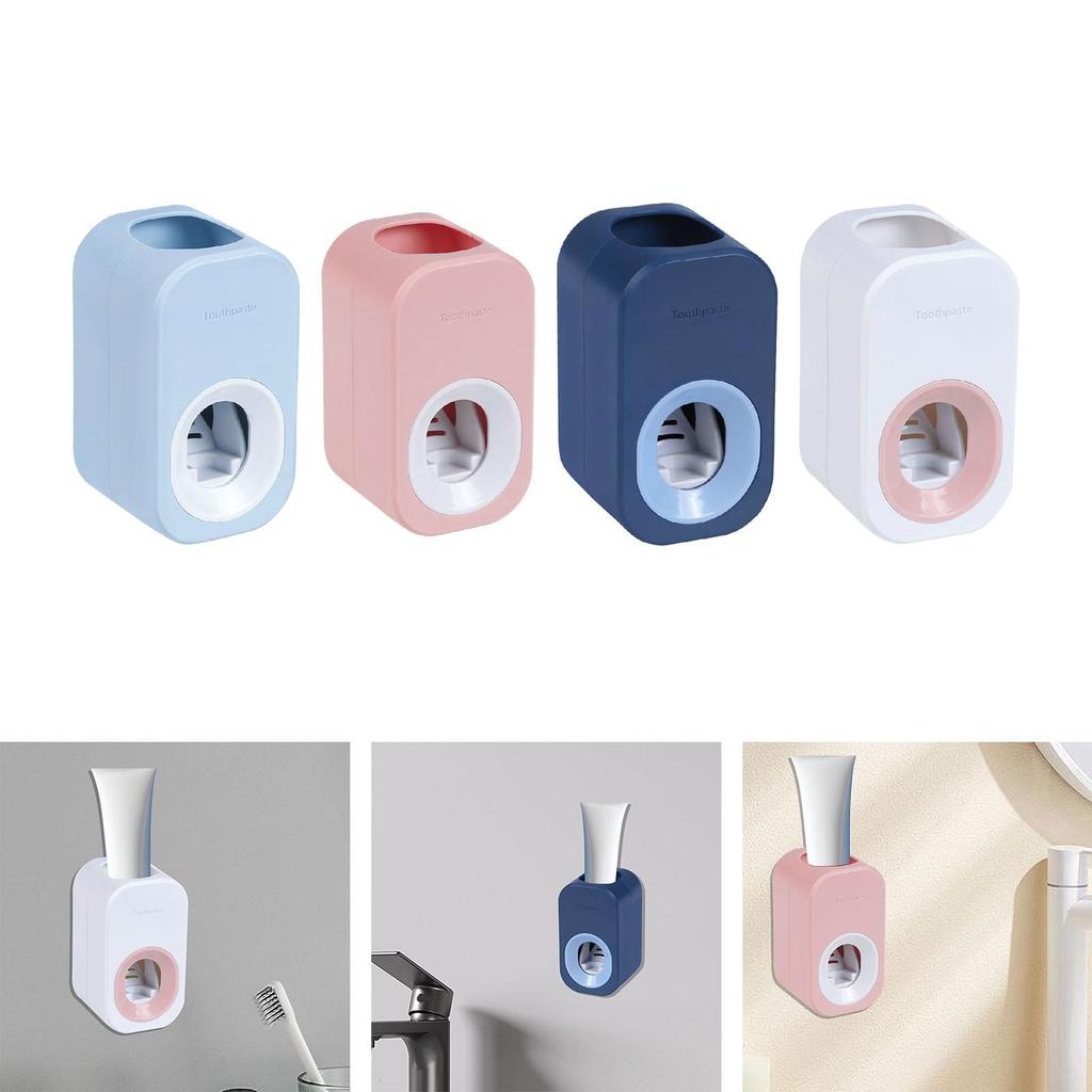 Automatic Toothpaste Dispenser Toothbrush Holder Wall Mounted for Bathroom Kids Adults Household