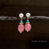 Strawberry Crystal Pearl Stud Earrings - Fresh & Artistic, Elegant Style