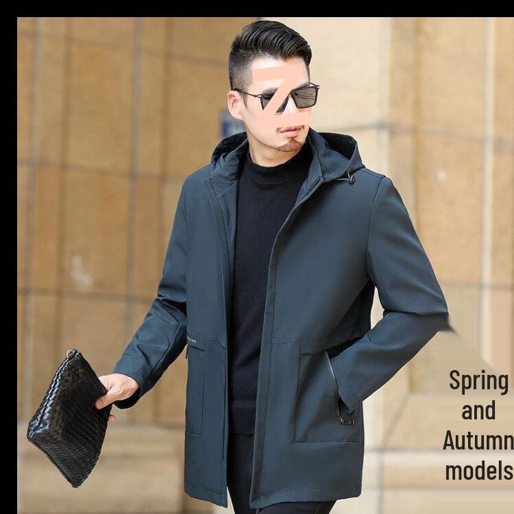 

Men s Mid-Length Jacket: Ideal for Spring/Autumn, Ages 40-50, Middle-Aged & Elderly Dad s Trench Coat. 180 for 120-145 kg