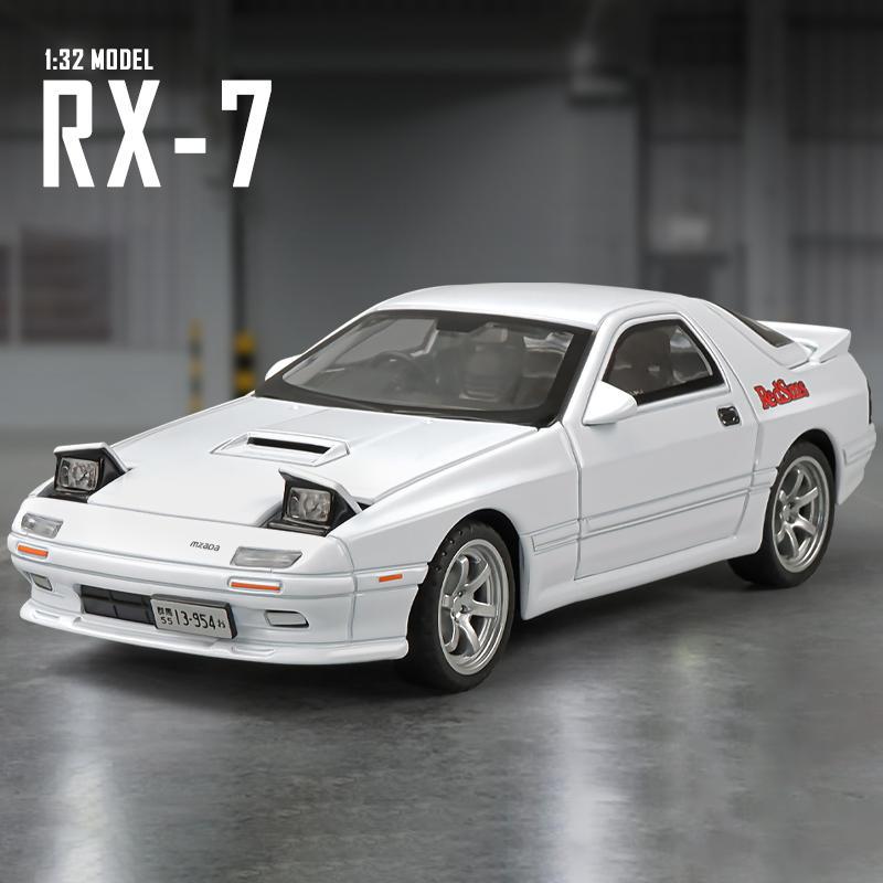 Initial D JDM Mazda RX-7 FC3S Supercar Simulation Diecast & Toy Vehicles Sounds & Light Pull Back Car 1:32 Alloy Model