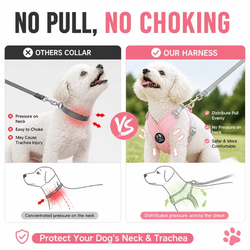 Reflective Dog Vest Harness Leash Set Soft Adjustable No Pull Pet Puppy Chest Strap for Small Medium Dogs Cats Pug Daily Walking