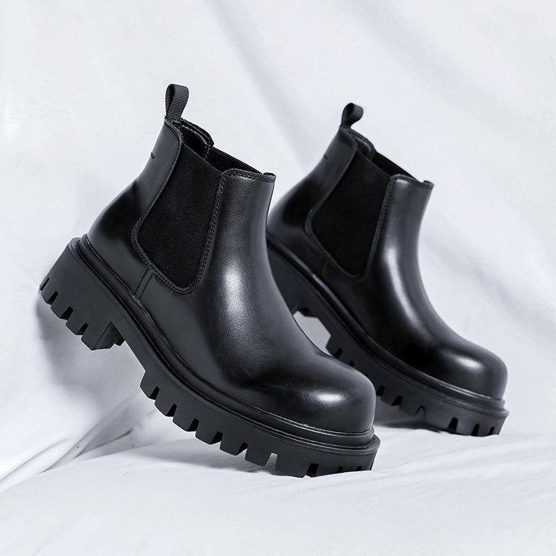 

Новые осенние низкие ботинки-сигареты мужские низкие ботинки на толстой подошве ботинки челси короткие эластичные ботинки 7371-R 38 чёрный