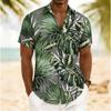 Men's Tropical Monstera & Palm Leaf Print Short Sleeve Shirt, Spring Summer Vintage Hawaiian Vacation