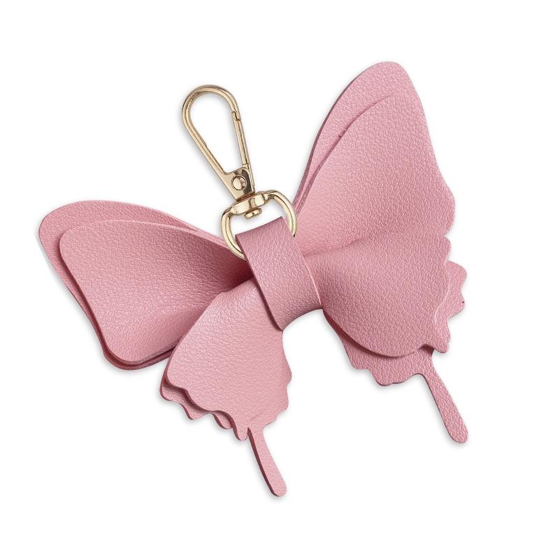 Butterfly Key Pendant Korean PU Leather Butterfly Bag Charm Luggage Accessories Car Keychain Charm