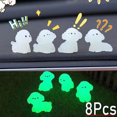 Luminous Cute Puppy Bichon Frise Small Ornaments Car Center Console Lighting Decoration Universal Cars Interior Accessories