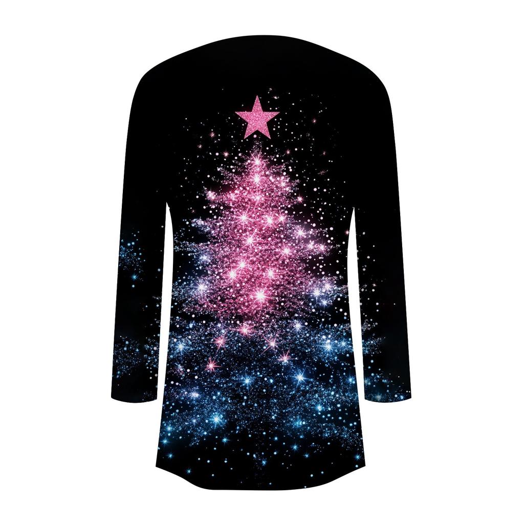Women's Fashion Christmas Print Jacket Long Sleeve Casual Cardigan Coat