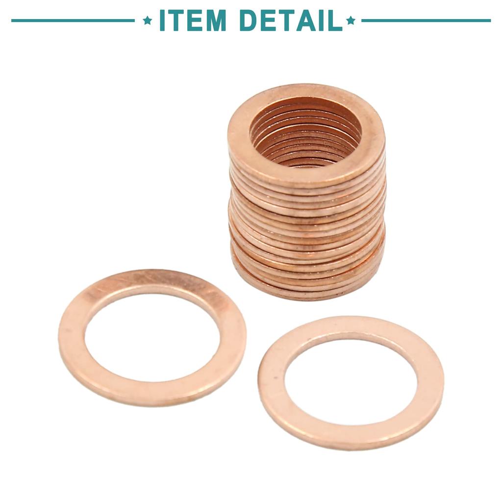 ACROPIX Car Sealing Gasket Ring Crush Washer Flat 13mm Inner Diameter Coppertone 20pcs