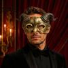 Gothic Cosplay Mask Halloween Ram Horn Demon Mask, Horror Devil Half Face Half-face Lightweight Masquerade for Costume Party Horned