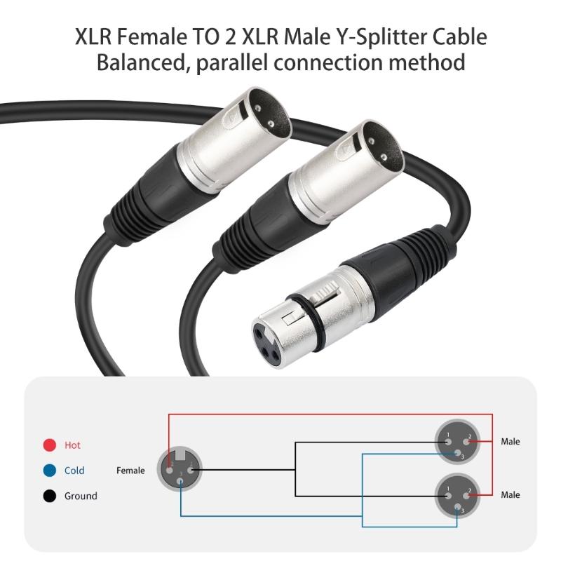 Professional 3Pin Splitter Cable Alloy Connectors Coppered Noise Less Studio Live Auditory Signal Distribution