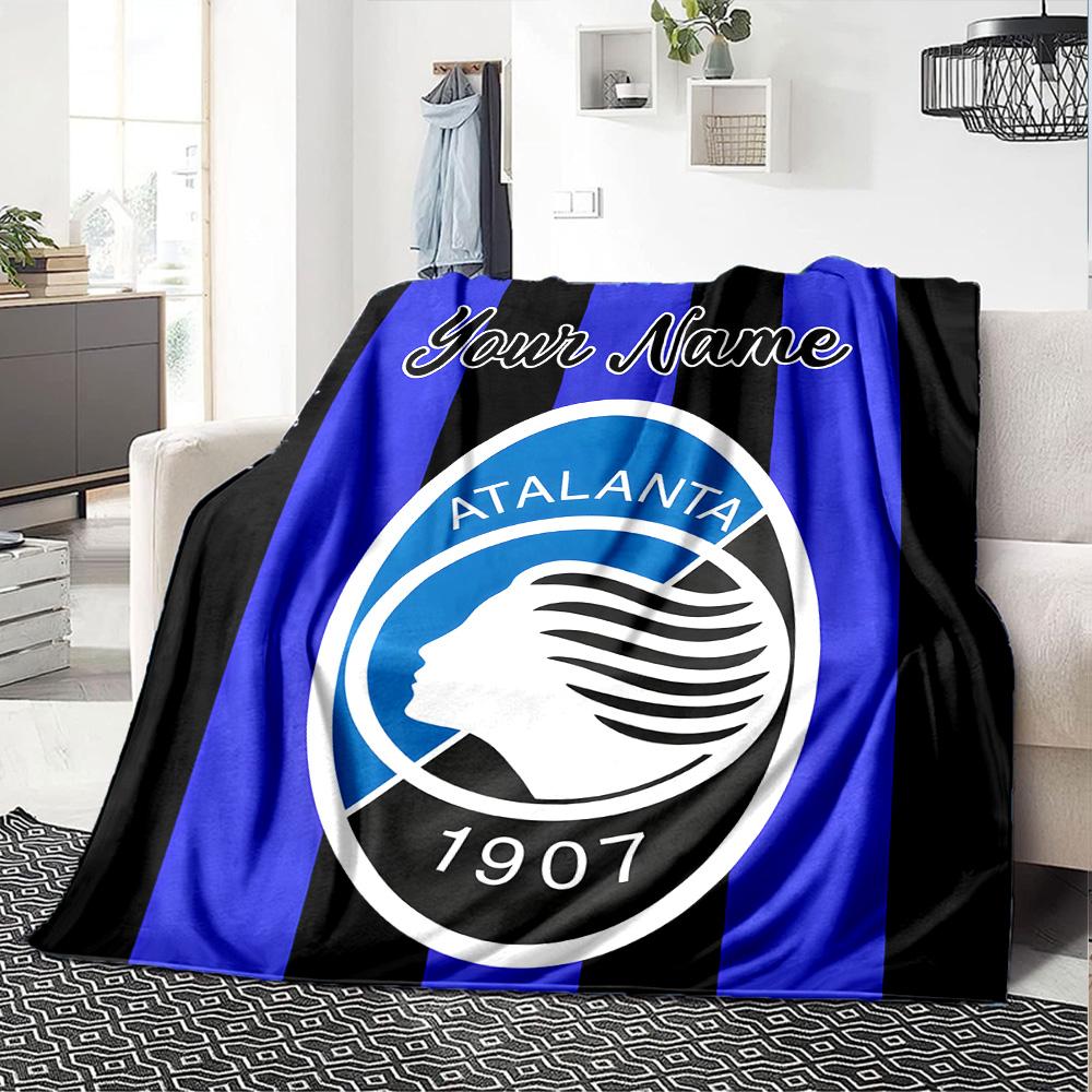 1pc Atalanta Bergame Blanket with Custom Name, Gift, for Men and Women, Soft Blanket, Good for Sofa Bed Couch Travel, Lightweight Flannel Blanket