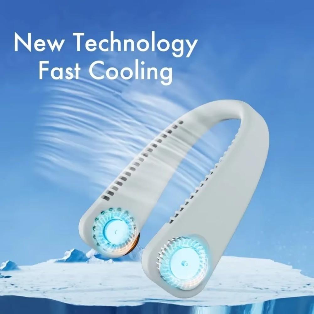 3 Speed Settings USB Rechargeable Fan Portable Wearable Fan Bladeless Neck Fan  Outdoor Sports