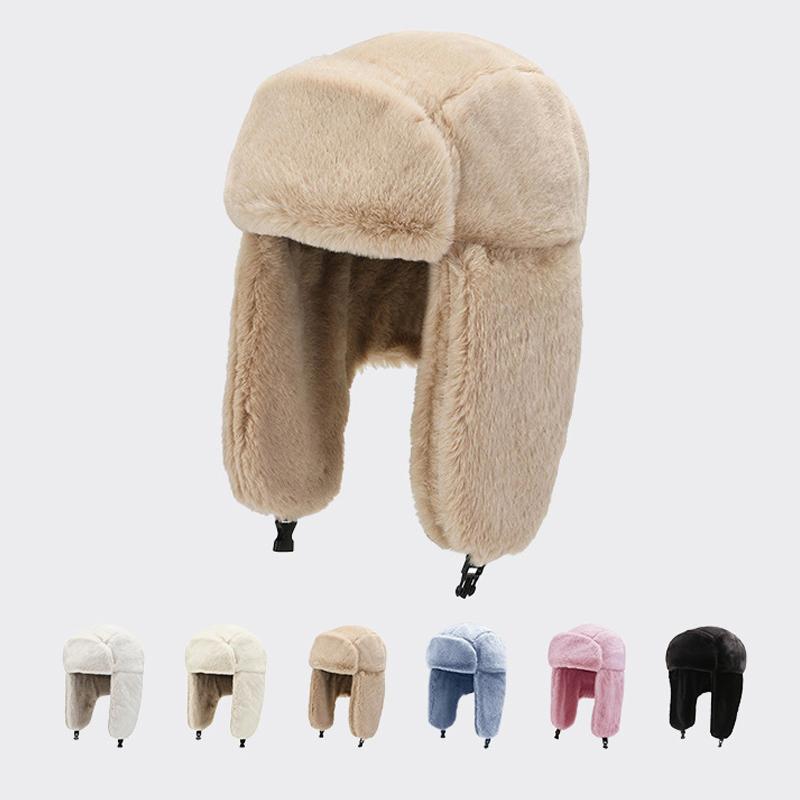 Winter Warm Ear Protector Head Cap For Men Women Outdoor Thick Windproof Warm Cycling Cap Retro Pilot Locomotive Warm Cap