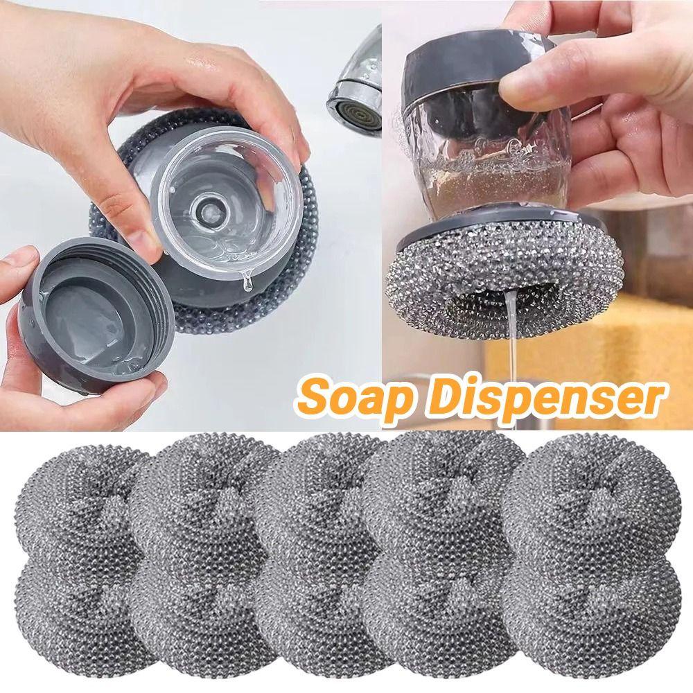 5Pcs Press Type Dish Cleaning Brush Creative Soap Dispensing Dishwashing Tool Kitchen Accessories