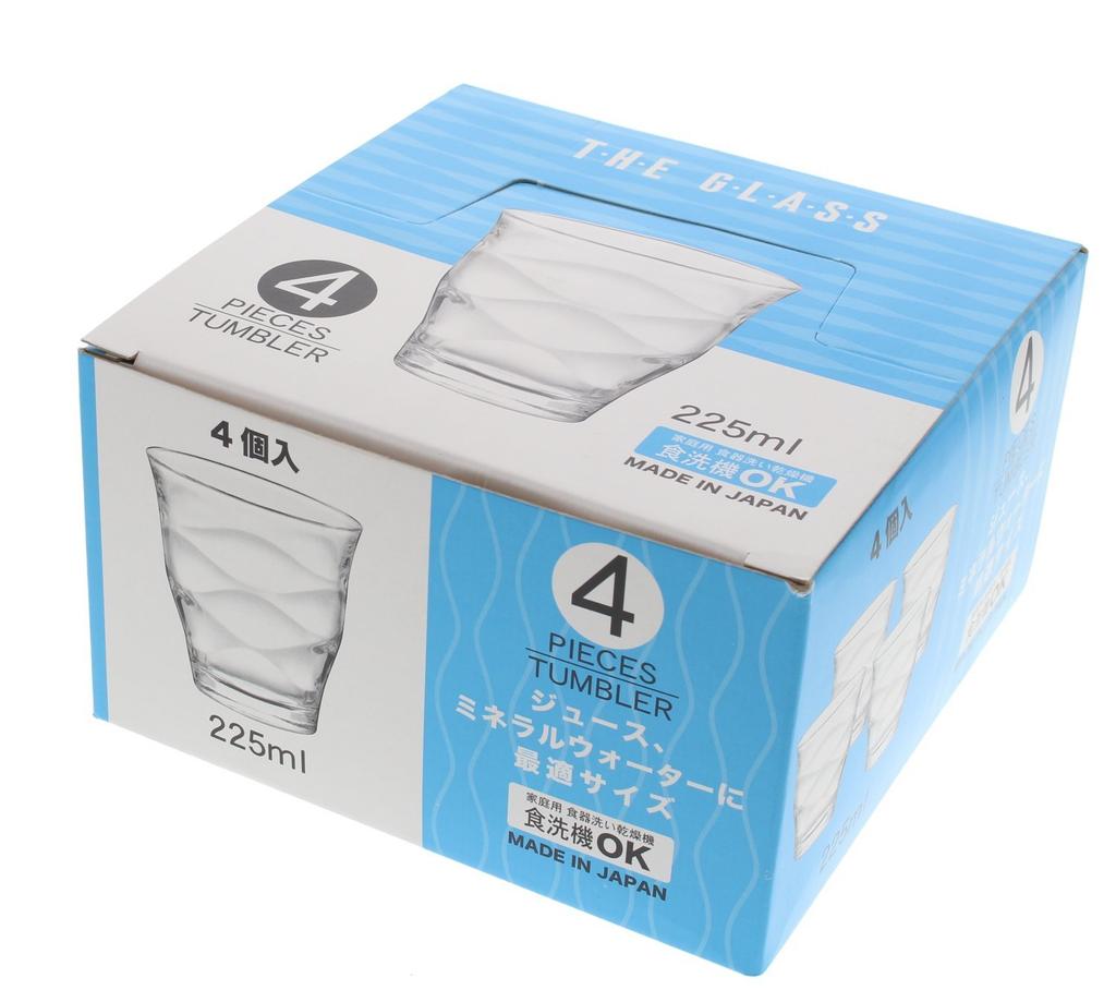 Toyo Sasaki Glass Tumbler The Glass 225ml Made In Japan Dishwasher Safe Set of 4 MZP-59106-4