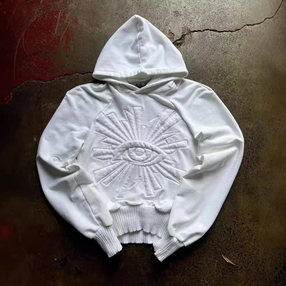 American street new Y2K men's and women's same Harajuku hip-hop pattern embroidered gothic pullover hooded sweater