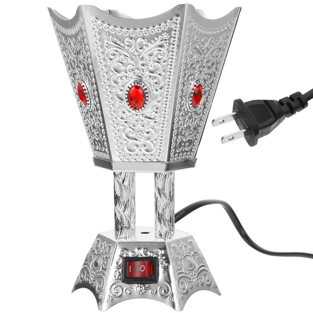 Elektrický kadidelník Retro Domácí Elektrický Kadidelník Železný Bakhoor Nament LED S Časovačem Terapie Domácí Kadidelník