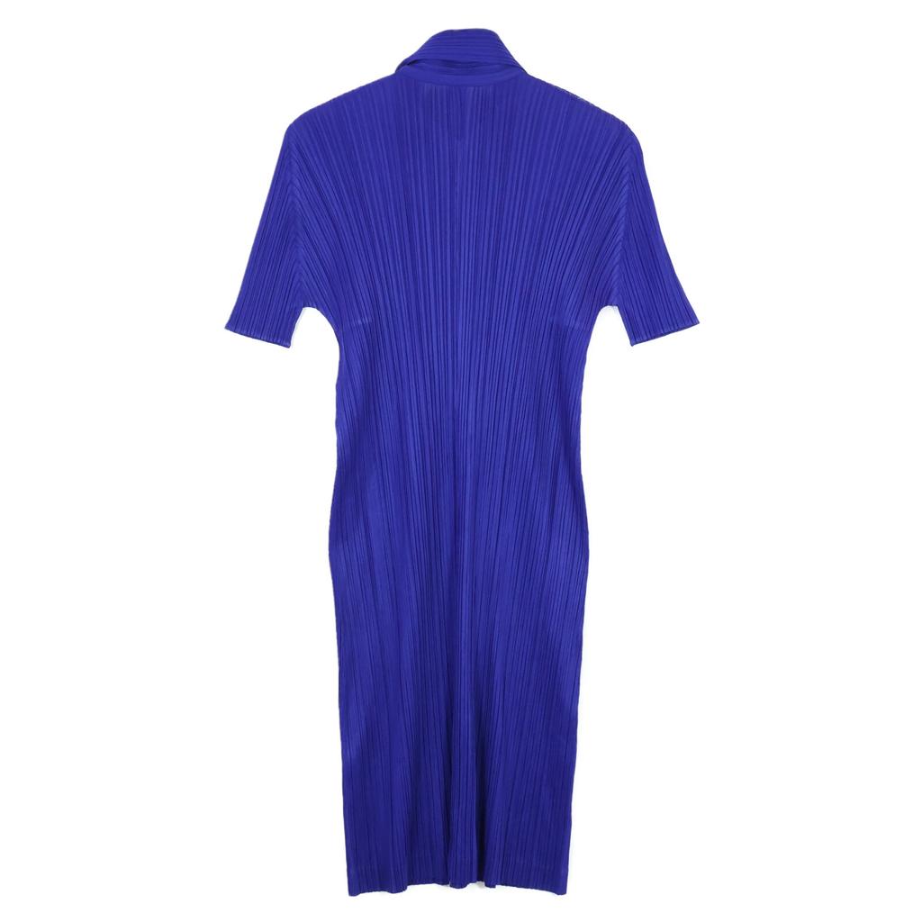 PLEATS PLEASE PP81-JH186 18AW Blue Half Zip Dress dress 3 purpleUsed