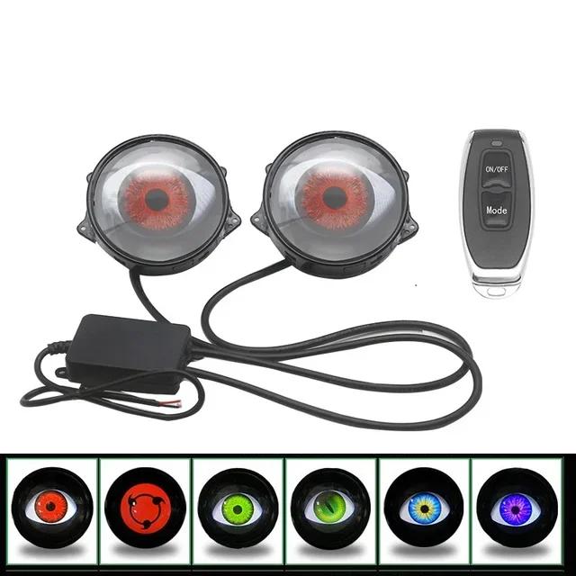 2pcs Car Decorative Headlight Dynamic Writing Wheel Eye Demon Eye Universal Modification Headlights Auto Supplies