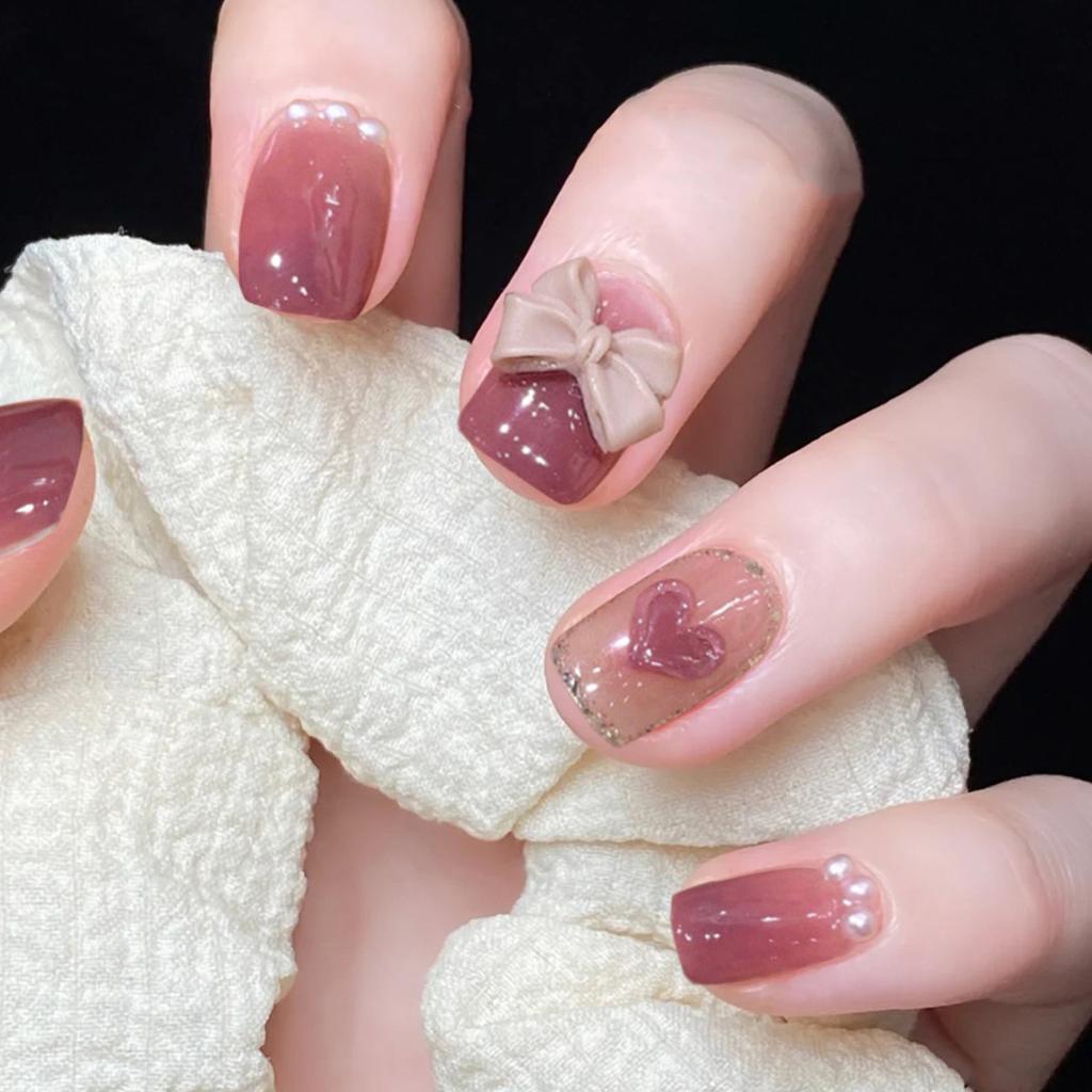 Wear Nail Art Nail Film Sweet Fairy Nail Film Cute Girl Pure Desire Blush Nail Ice Through New Fake Nails