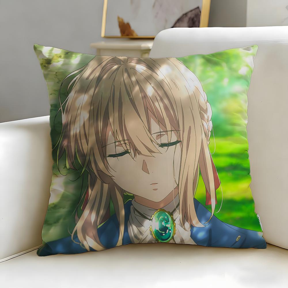 classic anime Violet Evergarden Cushion Cover Soft  EasyWash Pillow Case  Versatile for Couch Bed Travel and Office
