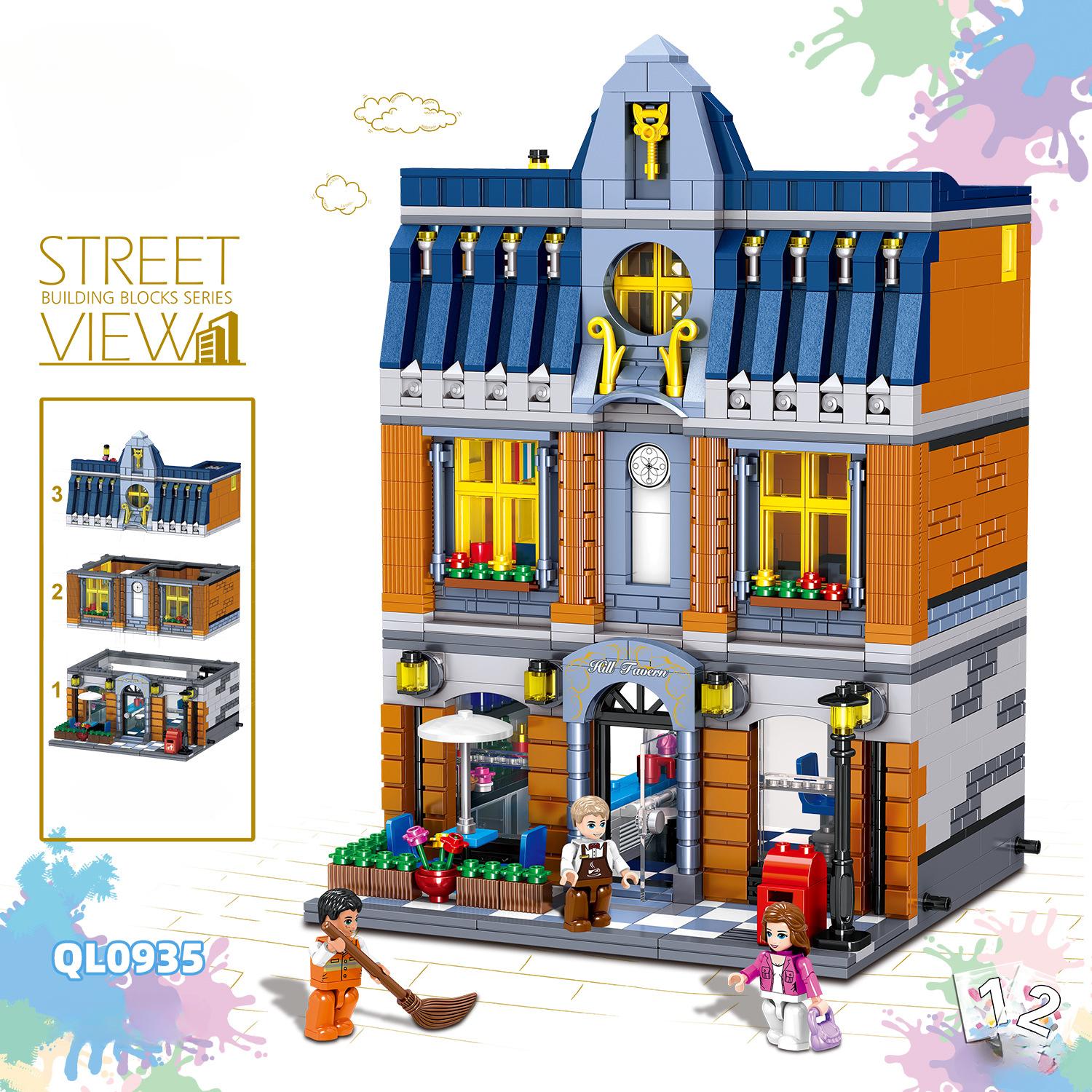 

5 Street View QL0936 Roman Restaurants To Choose From Compatible with Lego Small Particle Building Block Assembly