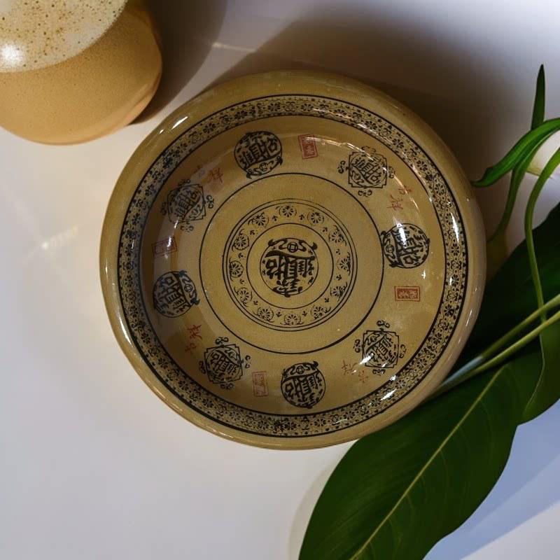 Zhengde Retro Ceramic Shallow Bowl for Wealth: White Mala Tang, Maocai, Braised Pork, and Soup