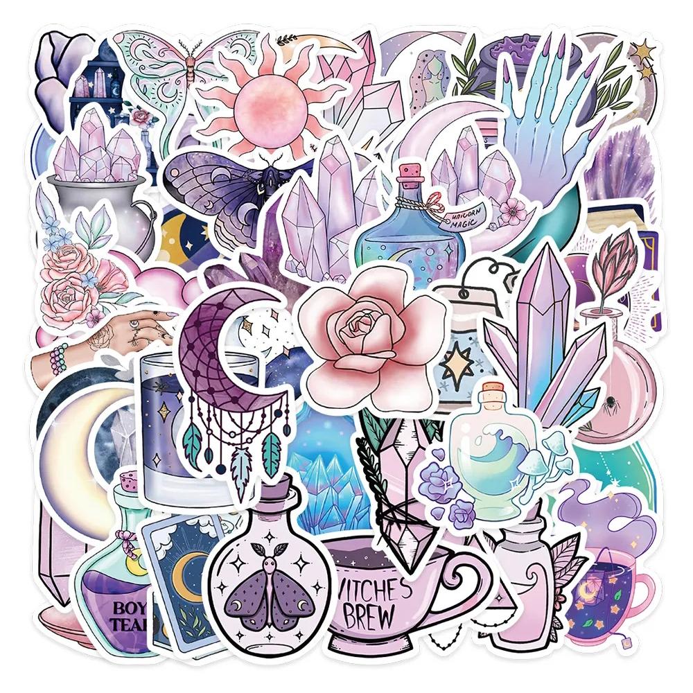 10/30/50/100pcs Cartoon Boho Witchy Magic Moon Stickers Tarot Witch Astrology Decals Suitcase Notebook Phone Aesthetic Sticker