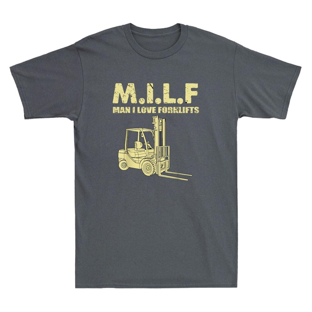 MILF Man I love Forklifts Funny Forklift Driver Gift Vintage Men s Black T-Shirt S