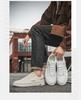 Men's Breathable Trendy White Canvas Sneakers - Versatile, Thick-Soled, Spring 2025