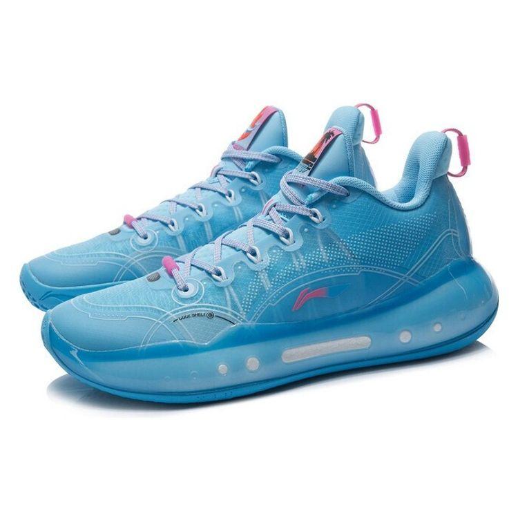 Li Ning Yu Shuai 14 Low Anti-Slip Durable Support Rebound Basketball Shoes Men sneaker Moon-White Blue ABAR123-7