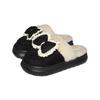 New Bow-tie Fluffy Slippers Autumn and Winter Indoor Thick-soled Heightening Cotton Slippers Home Thermal Cotton Shoes