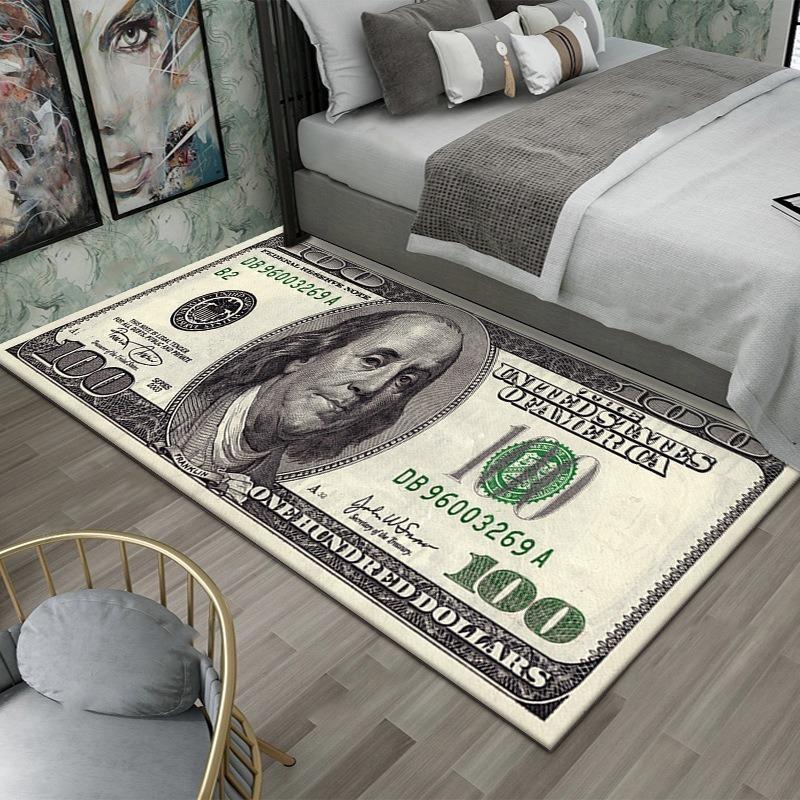 Creative Dollar Money Print Large Carpet Rug for Home Living Room Bedroom Doormat Decor Play Area Rug Carpet Non-slip Floor Mat