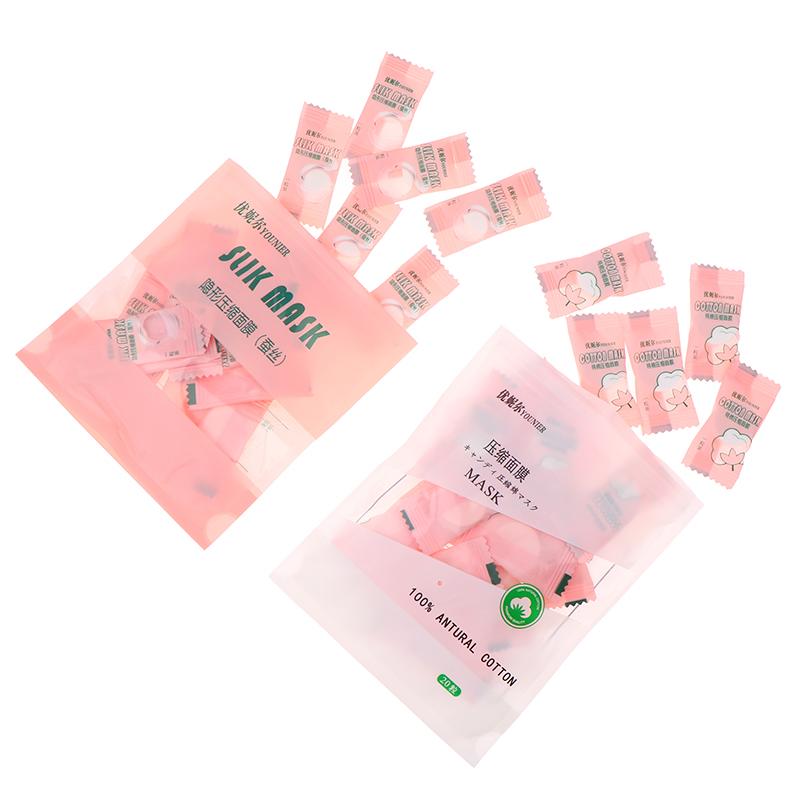 Candy Disposable Compressed Facial Mask 20/50/100Pcs Face Mask Facial Towel Coin Wrapped Tissues Paper Skin Care Silk/Cotton