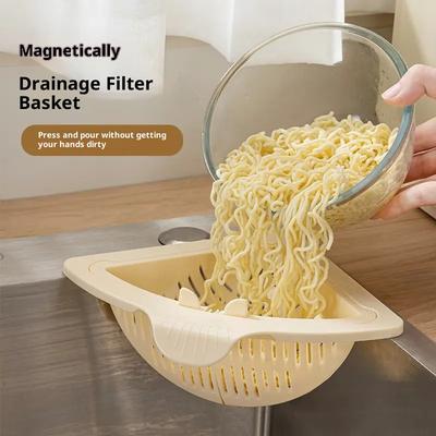 2 PIÈCES/ENSEMBLE Étagère d'angle magnétique pour évier peu encombrante Équipée d'une base poreuse à drainage en ABS Base magnétique