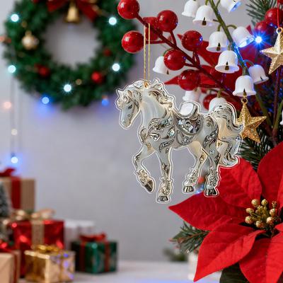 Christmas Ornament 2D Acrylic Gorgeous Galloping Horse Christmas Decoration Festive Hanger Holiday Home Decor