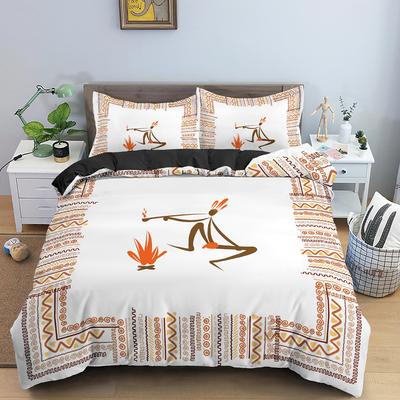 Conjunto de Capa de Edredom Egito Antigo Capa de Edredom Tradicional Africano Humano Conjunto de Cama de Poliéster Fronha Tamanho Solteiro Queen para Criança Menino