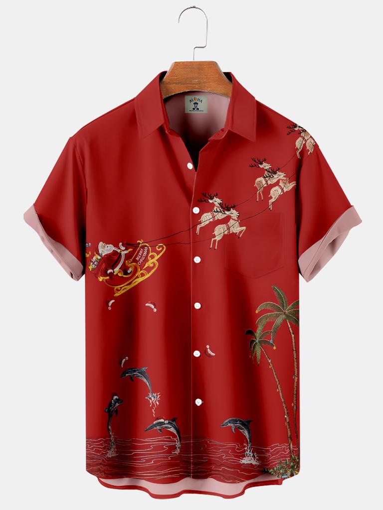 European And American Men'S Hawaiian 3D Printed Shirt Lapel Beach Short-Sleeved Fashion Casual Shirt