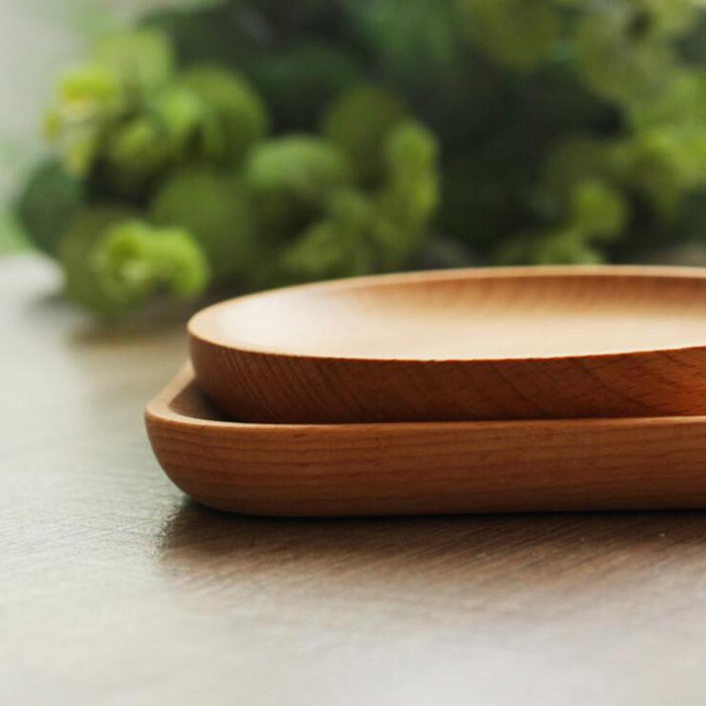 Wood Serving Tray Food Server Dish Platter Wooden Dessert Plate, Perfect for your guests