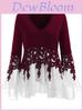 Elegant Women Ladies Long Sleeve V Neck Patchwork Tunic Tops For Casual Comfort