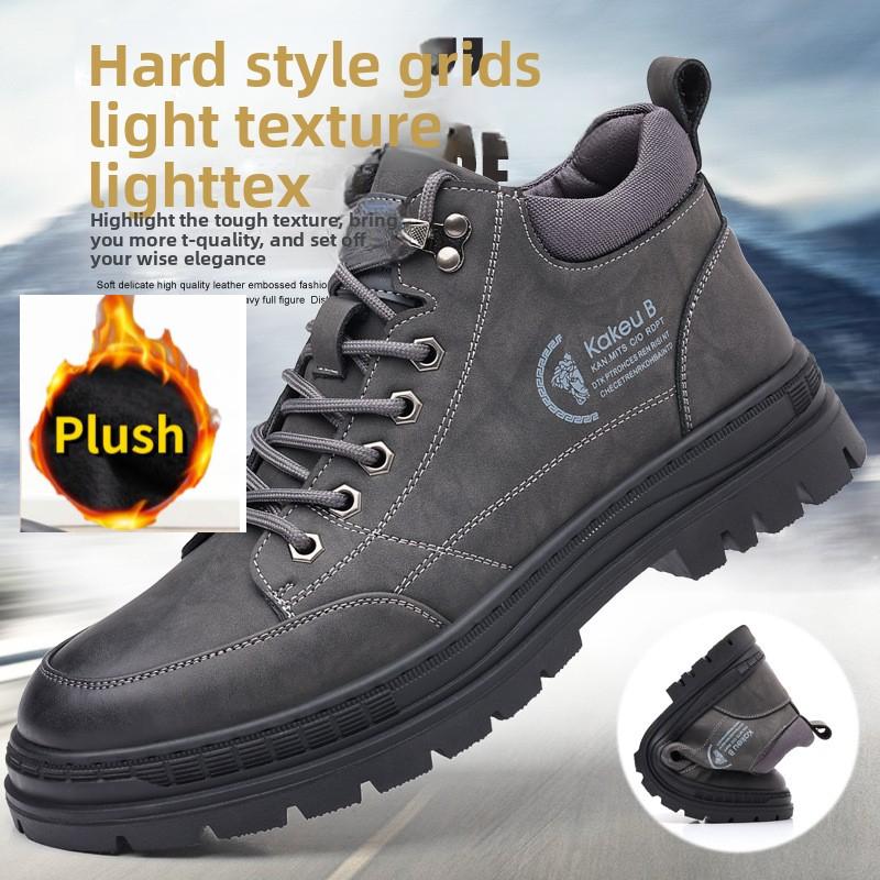 

Новые модные кроссовки для мужчин Удобные термо кроссовки для ходьбы Круглый носок Средняя высота Рабочая обувь 44