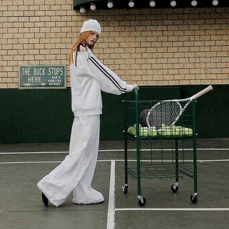 UNIFREE Ballet Mesh Off-Shoulder Sweatshirt